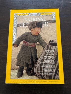 Vintage 1972 National Geographic Cover with Bright Yellow Border and Earth Tones
